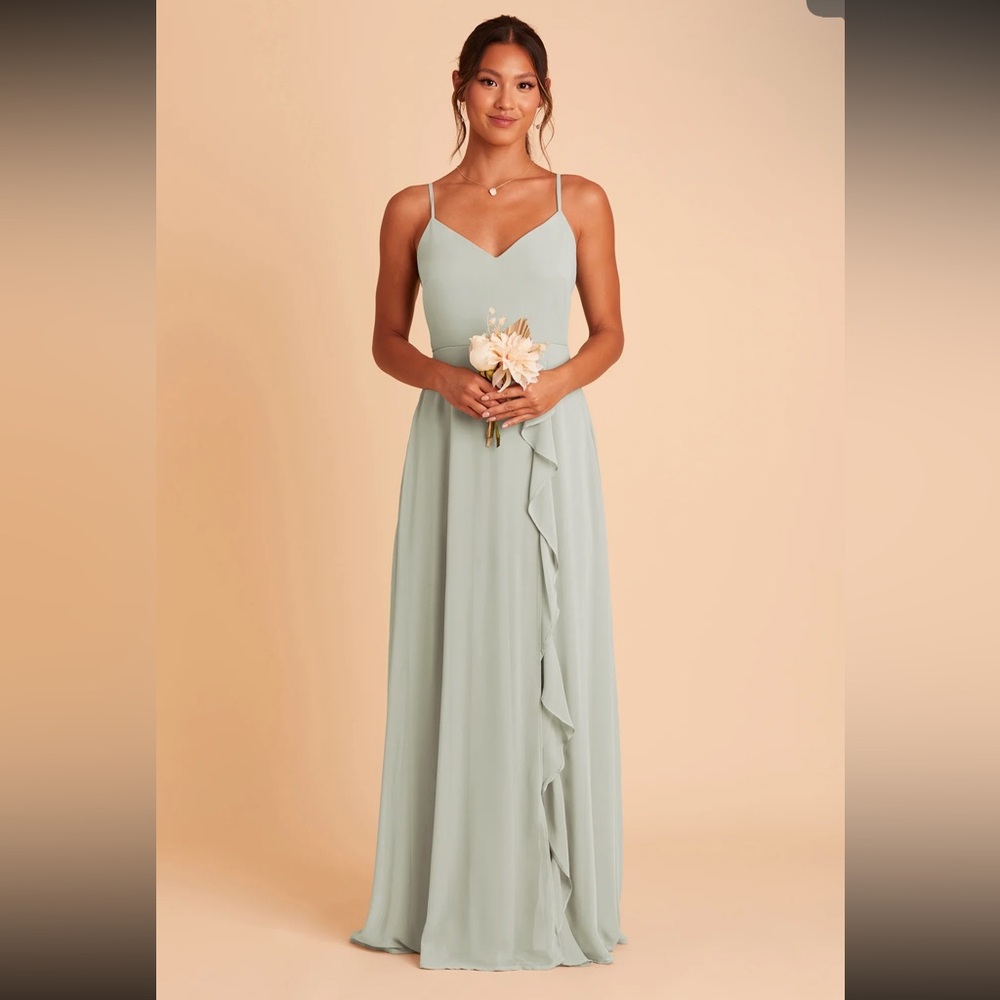 Chiffon Sage bridesmaids dress